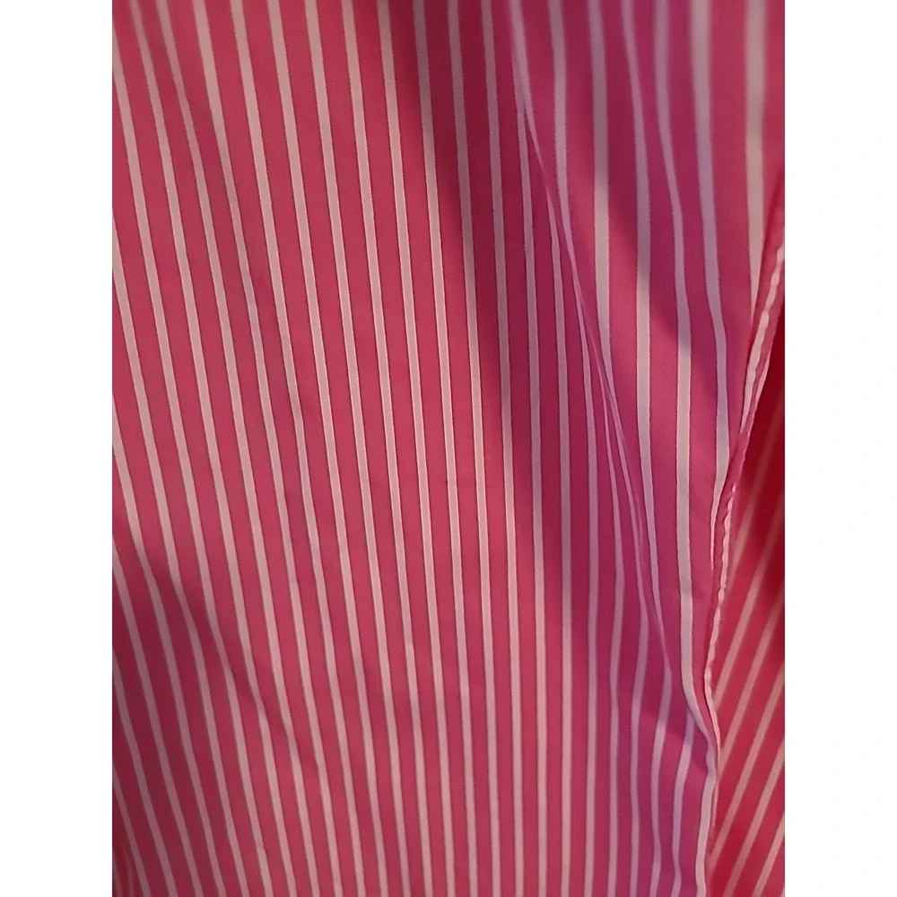 Y2K Ralph Lauren Polo Custom Fit Candy Stripe Button Down XLarge Pink White Logo